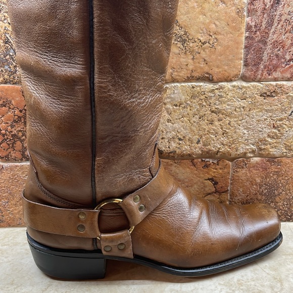 Acme Men Vintage Boots Biker Motorcycle Tall Leather Cowboy USA Brown Size 10.5D - Picture 8 of 16